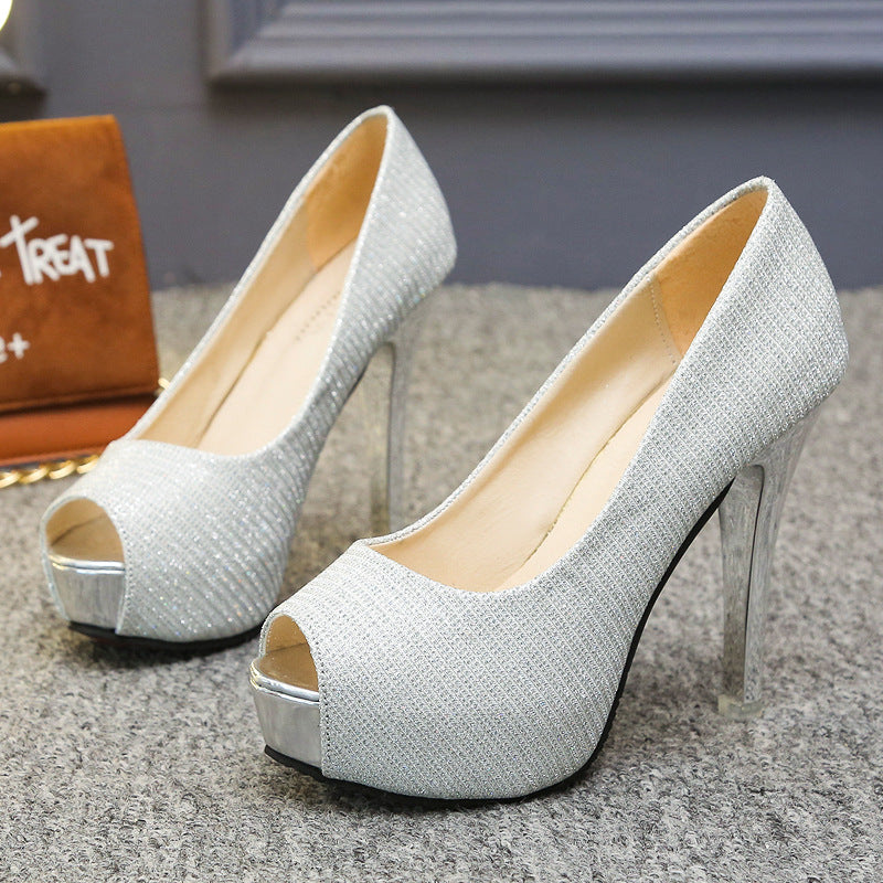 Damen Peep-Toe High Heels mit schickem Metallic-Akzent und bequemem Innenfutter R&B