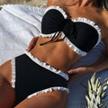 Damen Bandeau-Bikini mit verspieltem Rüschen-Design