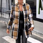 Damen Modischer Karo-Blazer aus weichem Wollmix R&B