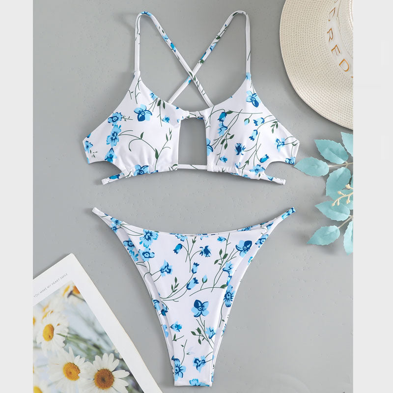Damen Bikiniset mit verstellbaren Trägern und floralem Musterdruck R&B