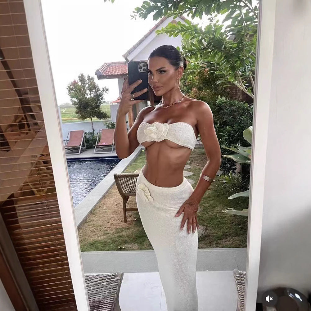 Damen Bandeau-Top und knitted Rock Set R&B