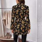 Damen lässige Bluse mit floralem Muster und Taillenknoten R&B