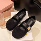 Damen Ballerina-Schuhe mit modischer Schnalle und weichem Wildlederoberteil R&B