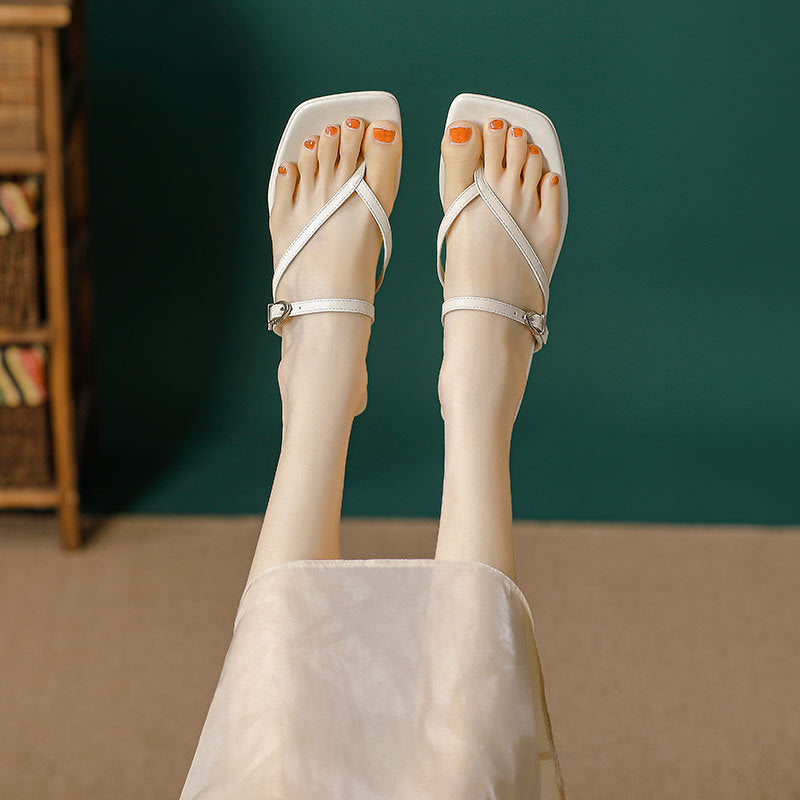 Damen elegante Sling-Sandalen mit verstellbaren Riemen und Komfortabsatz