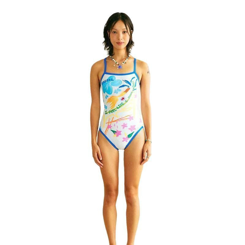 Damen Einteiler Badeanzug mit kreativem grafischen Design R&B
