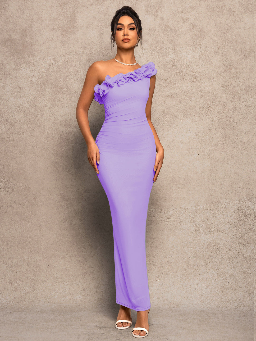 Damen Elegantes Tailliertes Abendkleid mit Rüschen R&B