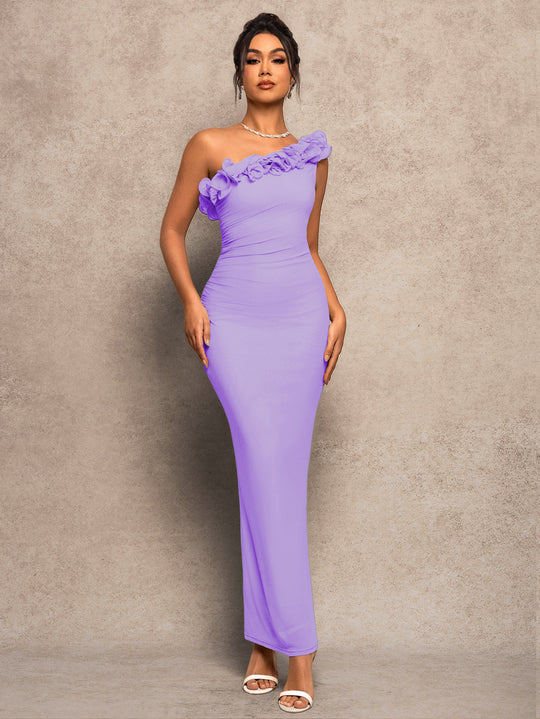 Damen Elegantes Tailliertes Abendkleid mit Rüschen R&B