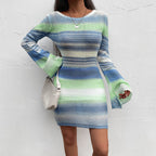 Damen nan figurbetontes Strickminikleid mit Glockenärmeln und seidig leichtem Maschenbild R&B