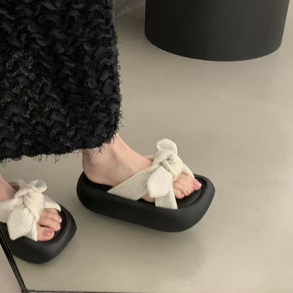 Damen Komfortable Plattform-Sandalen mit schickem Schleifen-Detail