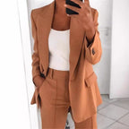 Damen nan Business-Blazer-Set mit strukturierter Oversize-Silhouette, Reverskragen und Bundfaltenhose R&B