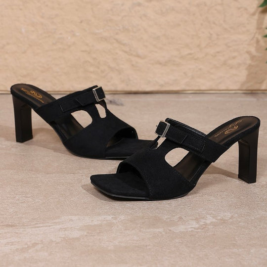 Damen elegante Slingback-Pantoletten mit modischem Schnallen-Detail R&B