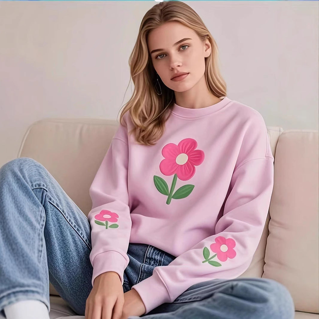 Damen Sweatshirt mit farbenfrohem Blumenmotiv R&B