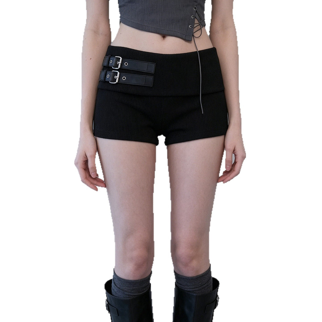 Damen Shorts mit breitem Bund und dekorativen Schnallen R&B