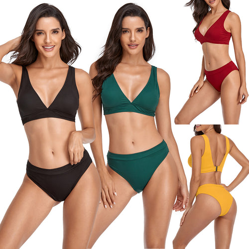 Damen Triangel-Bikini-Set mit modischem Schnitt und hohem Bund R&B