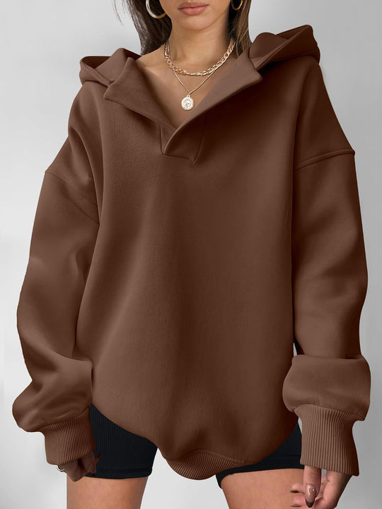 Damen Oversized Kapuzenpullover mit einzigartigem Kragen R&B