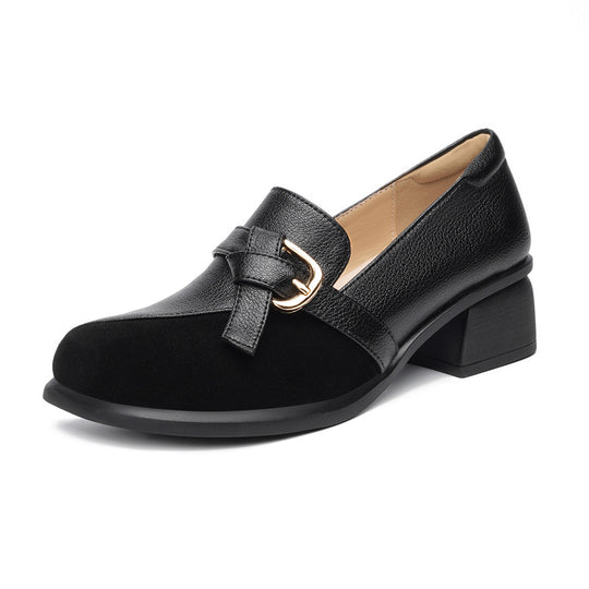 Damen Elegante Mokassins mit modischem Schnallen-Detail und komfortablem Blockabsatz R&B