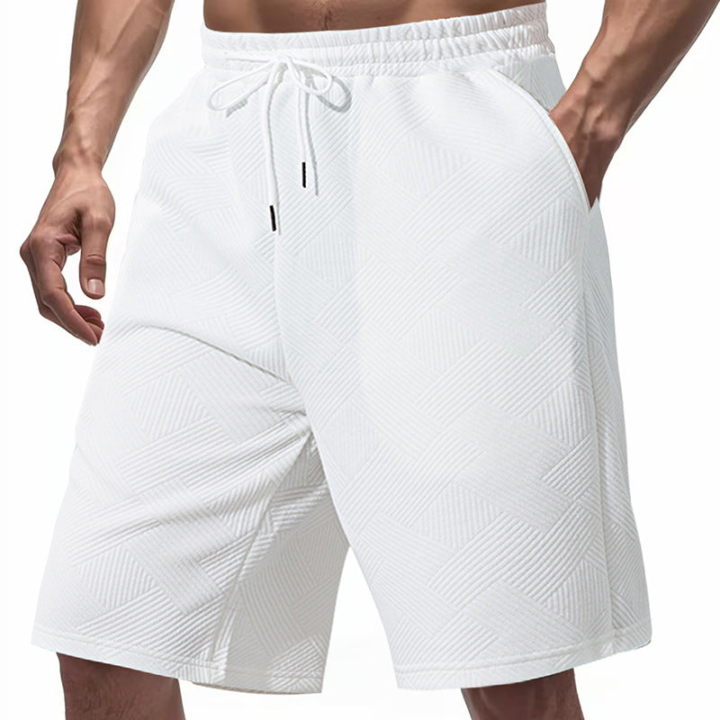 Herren nan knielange Textur-Badeshort mit elastischem Kordelbund und seitlichen Eingrifftaschen R&B