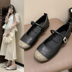 Damen elegante Ballerinas mit funkelndem Zehenbereich und dekorativem Riemen
