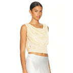 Damen elegantes lockeres Oberteil mit Drapierung R&B