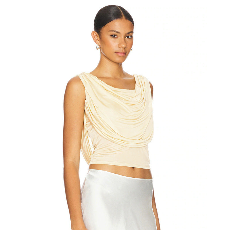 Damen elegantes lockeres Oberteil mit Drapierung R&B