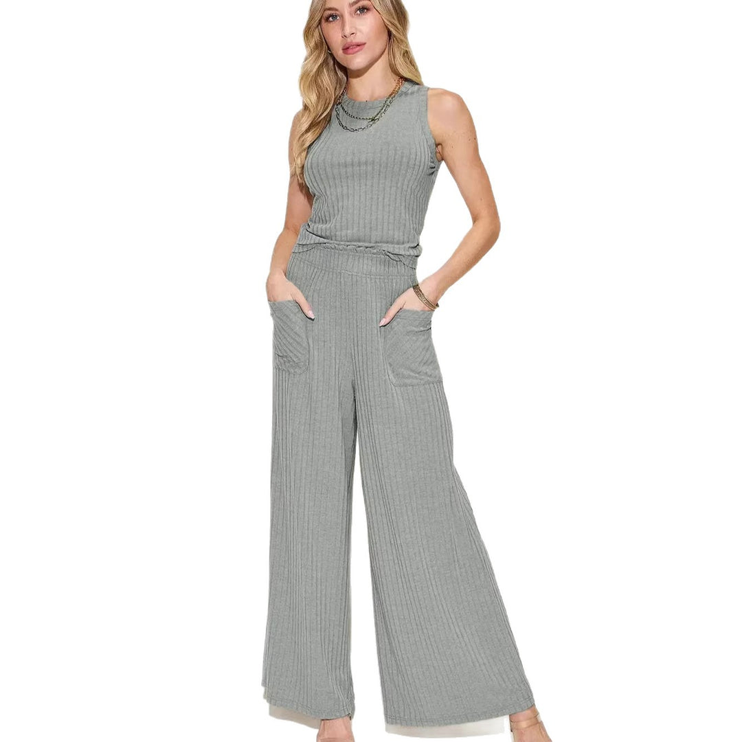Damen lässiger Overall mit weitem Bein und praktischen Taschen R&B