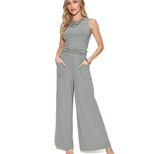 Damen lässiger Overall mit weitem Bein und praktischen Taschen R&B