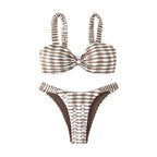 Damen Bandeau-Bikini mit einzigartigem Muster und verstellbaren Trägern