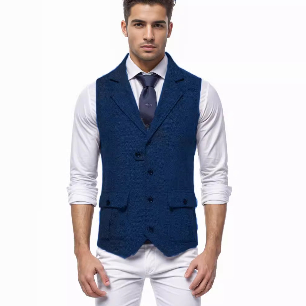 Herren elegante Weste im Hahnentrittmuster R&B