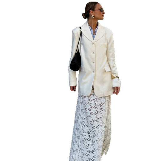 Damen Spitzenmaxirock mit elegantem tailliertem Schnitt und hochwertigem Material R&B