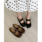 Damen Ballerinas mit elegantem Schnallenverschluss und modischem Glanz