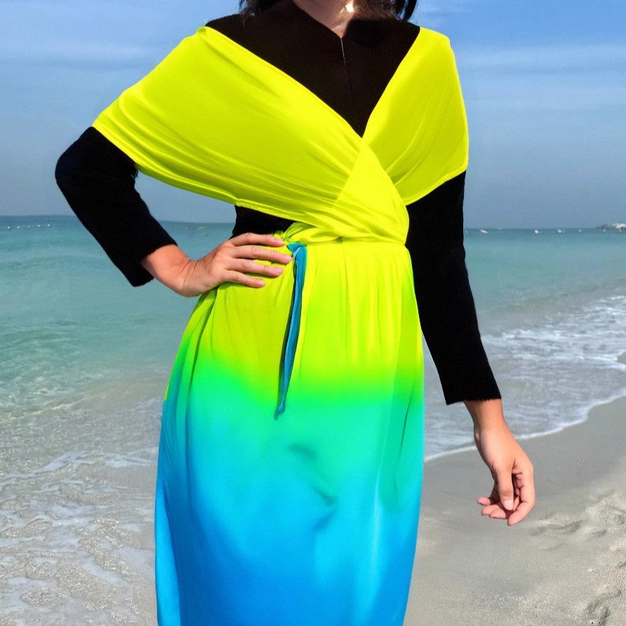 Damen Strandkleid mit Wickel- und Farbverlauf R&B