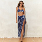 Damen Bikini-Set mit hoch geschnittenem Slip und transparentem Überrock R&B