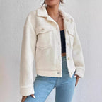 Damen Kuschelige Fleecejacke im stylishen Design mit Taschen R&B