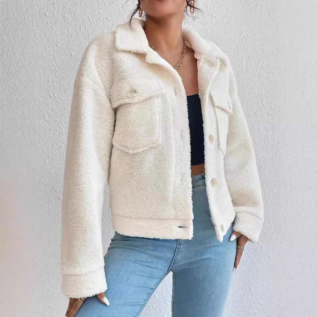 Damen Kuschelige Fleecejacke im stylishen Design mit Taschen R&B