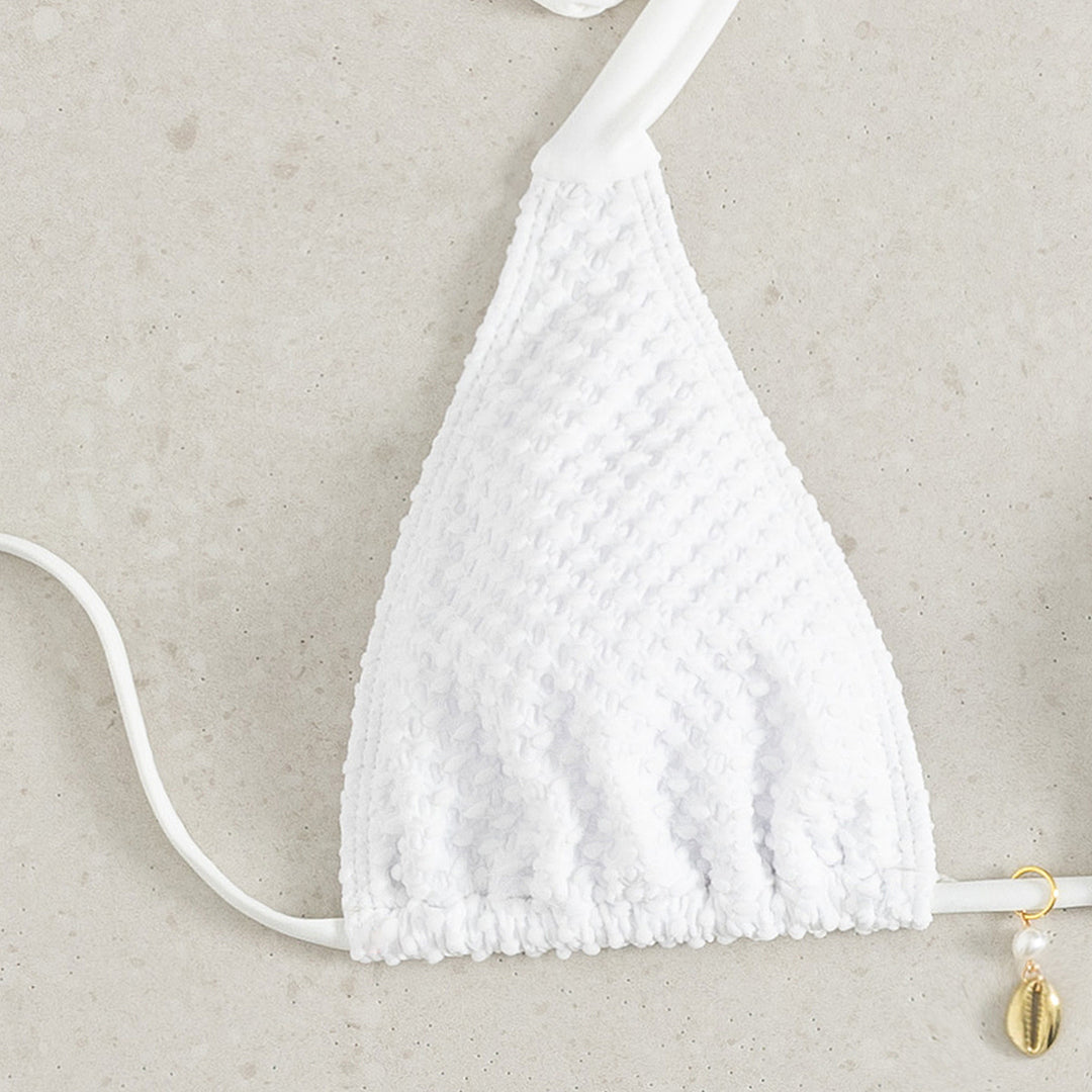 Damen Triangel-Bikini mit eleganten Schleifen und Muschelverzierungen R&B