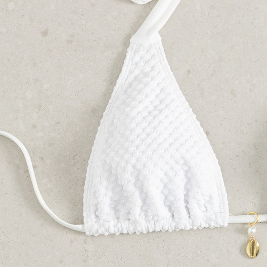 Damen Triangel-Bikini mit eleganten Schleifen und Muschelverzierungen R&B