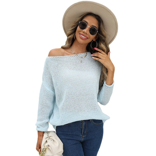 Damen luftiger Strickpullover mit Rundhalsausschnitt und halben Ärmeln R&B
