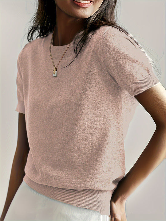 Damen Feinstrickpullover mit Kurzarmiger Silhouette und Weich Fließendem Material R&B
