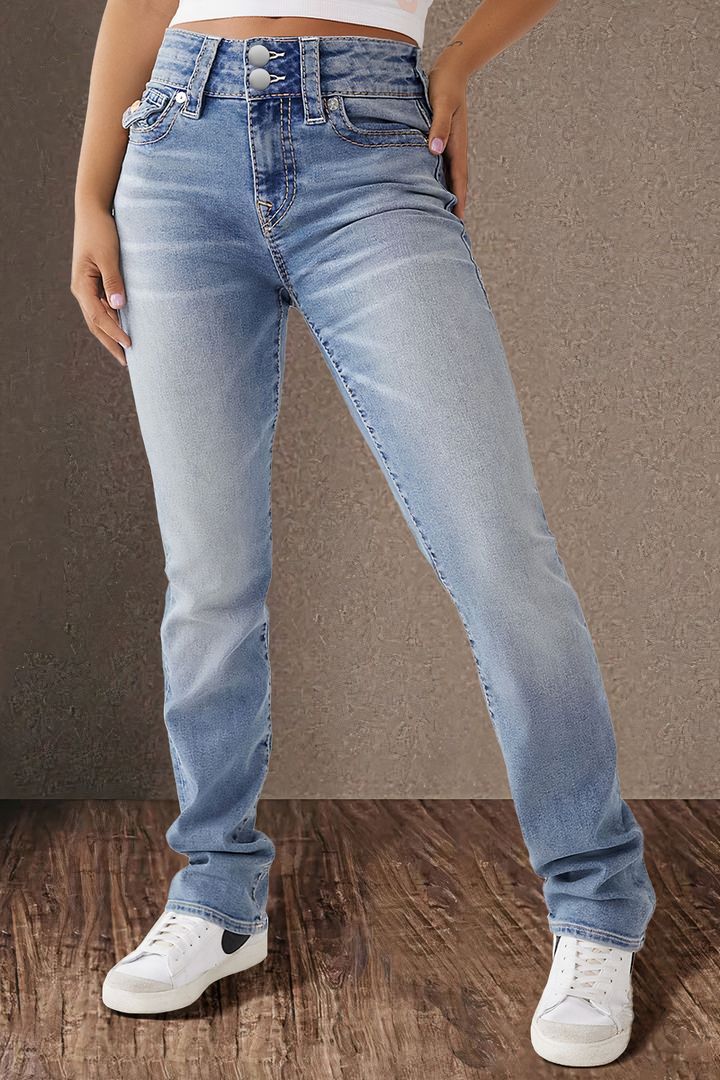 Damen High-Waist Jeans im Vintage-Look mit figurbetontem Schnitt R&B