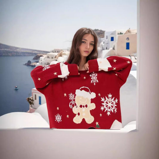 Damen festlicher Strickpullover mit weihnachtlichem Design R&B