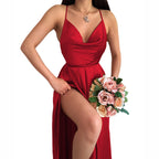 Damen Hochzeitskleid mit elegantem V-Ausschnitt und fließendem Rock R&B