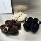 Damen Flauschige Hausschuhe mit modischem Schnallen-Design R&B
