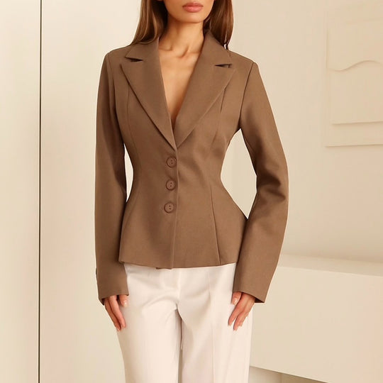 Damen taillierter Blazer mit elegantem Revers R&B