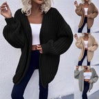 Damen Grobstrick Cardigan mit weit geschnittenen Ärmeln und lässigem Look