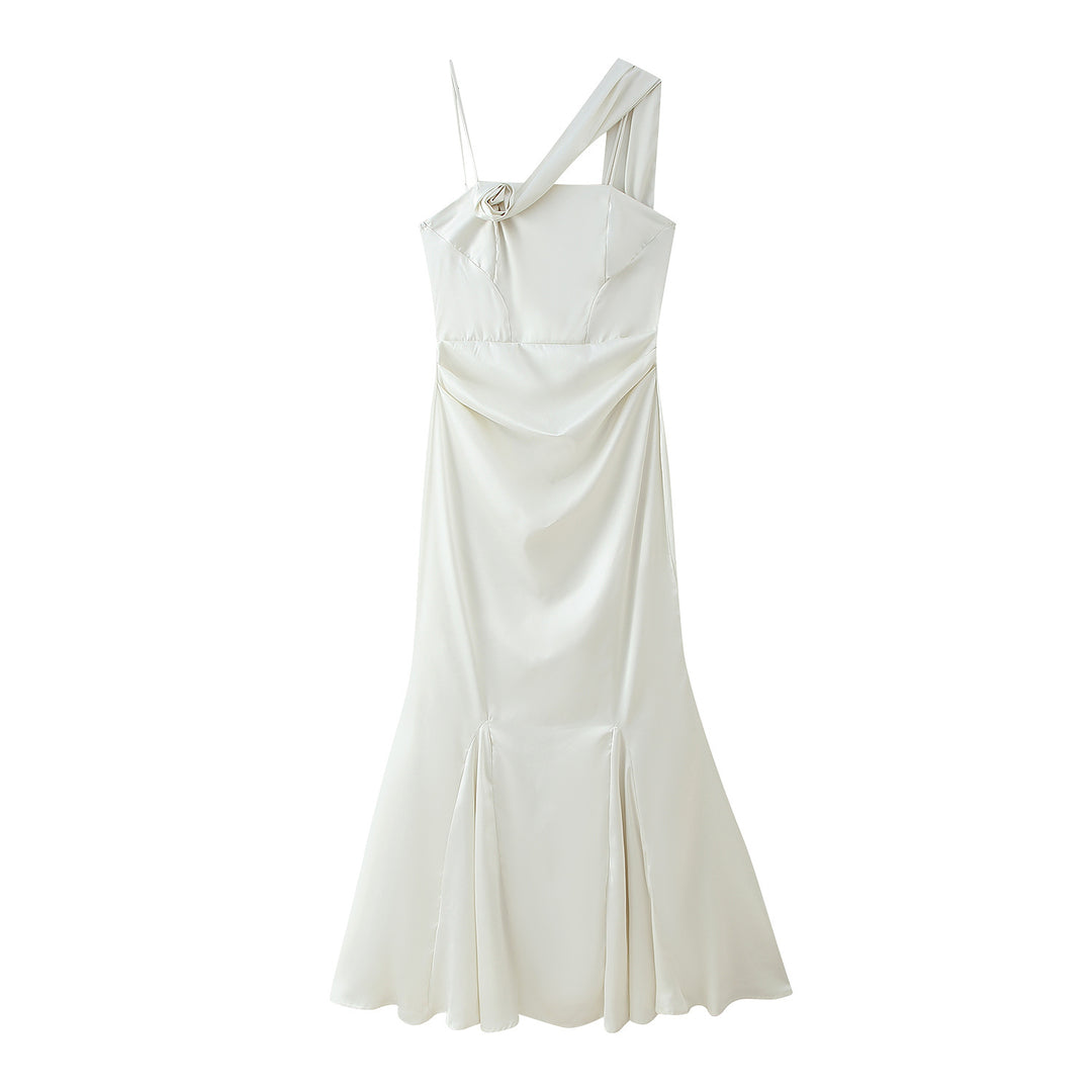 Damen Maxikleid mit asymmetrischem Schnitt und elegantem Rüschendetail R&B