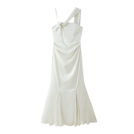 Damen Maxikleid mit asymmetrischem Schnitt und elegantem Rüschendetail R&B