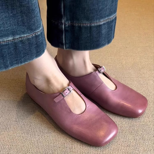 Damen elegante Mary Jane Schuhe mit modischem Riemen und weichem Leder R&B
