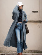 Damen Strickmantel mit strukturiertem Design und voluminösen Ärmeln R&B