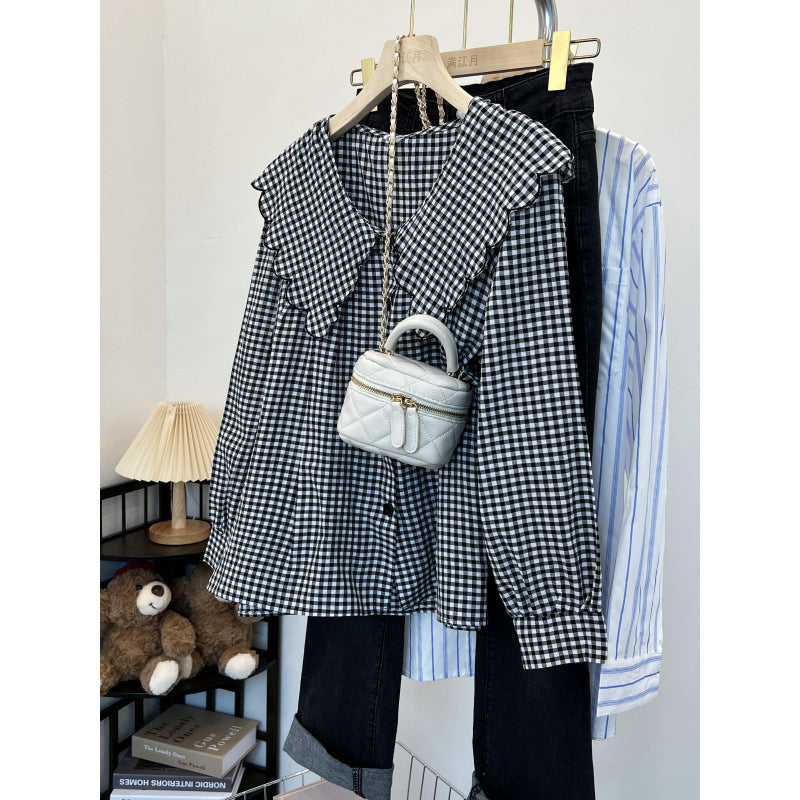 Damen Bluse mit großem Kragen und Rüschendetails R&B