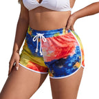 Damen sportliche Badeshorts mit buntem Batikmuster R&B